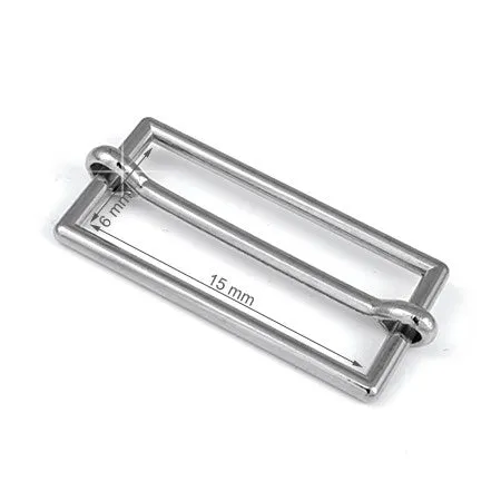 10 Pcs. Slider Buckle, Size 15 mm, Color Shiny Grey, SKU FZ267/15-CF