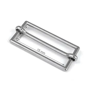 10 Pcs. Slider Buckle, Size 15 mm, Color Shiny Grey, SKU FZ267/15-CF