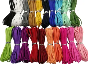 100 Yards 20 Bundles 2.6mm Suede Leather Cords Leather Lace Flat Faux Suede Cord String Thread Velvet Cord for Necklace, Bracelet, Beading and DIY Crafts (Color-2) #205