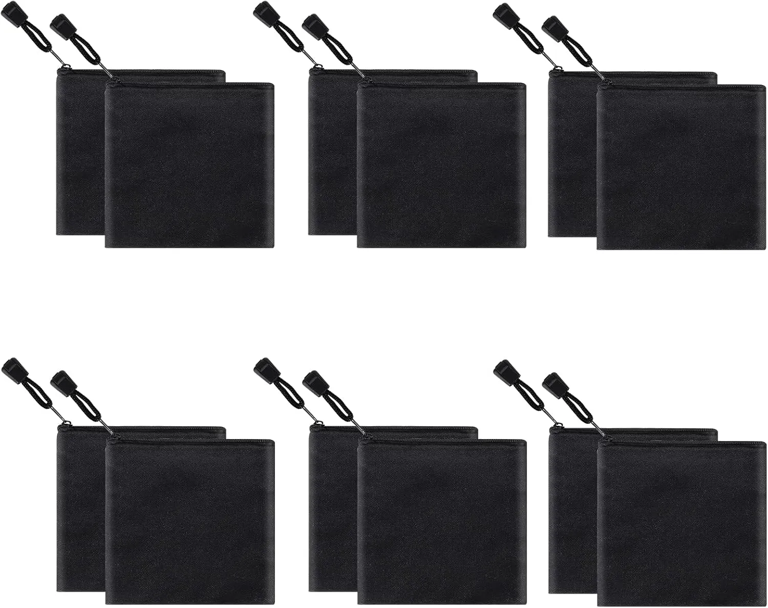 12 Pack DIY Craft Cotton Canvas Bag, Multi-Purpose Cosmetic Bag Makeup Pouches with Zipper Travel Toiletry Bag (XS, Black)
