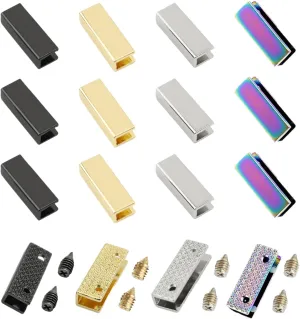16 Sets Purse Decorative Clip Buckles, Metal Clip Buckles for Handbag Making Hardware, Belt Buckle End Tips, Webbing Zipper End Stopper for DIY Sewing Craft Belt Bag Repair