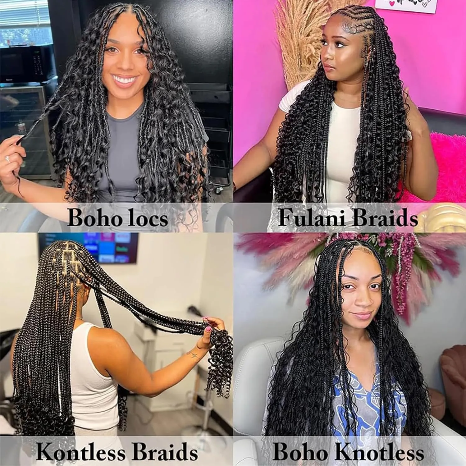 16inch 50g/bundle Two Bundles No Weft Black Deep Wave Human Braiding Hair for Box Boho Braids
