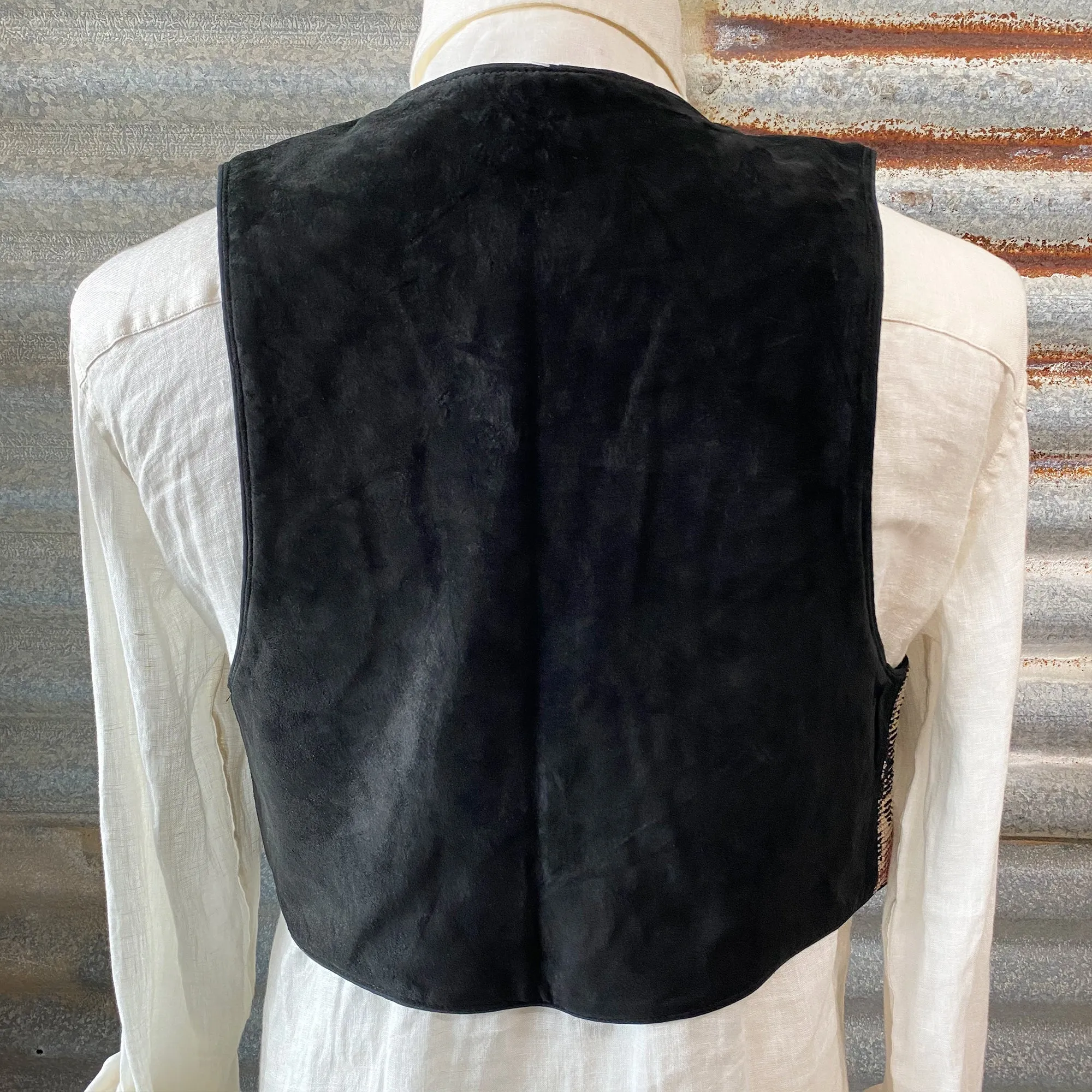 1980's Vintage Vest  -  Reversible Southwestern Tapestry and Suede Sz M - OOAK