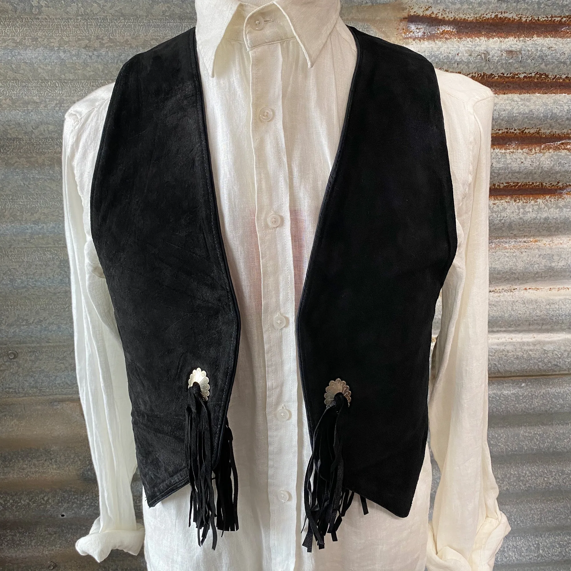 1980's Vintage Vest  -  Reversible Southwestern Tapestry and Suede Sz M - OOAK