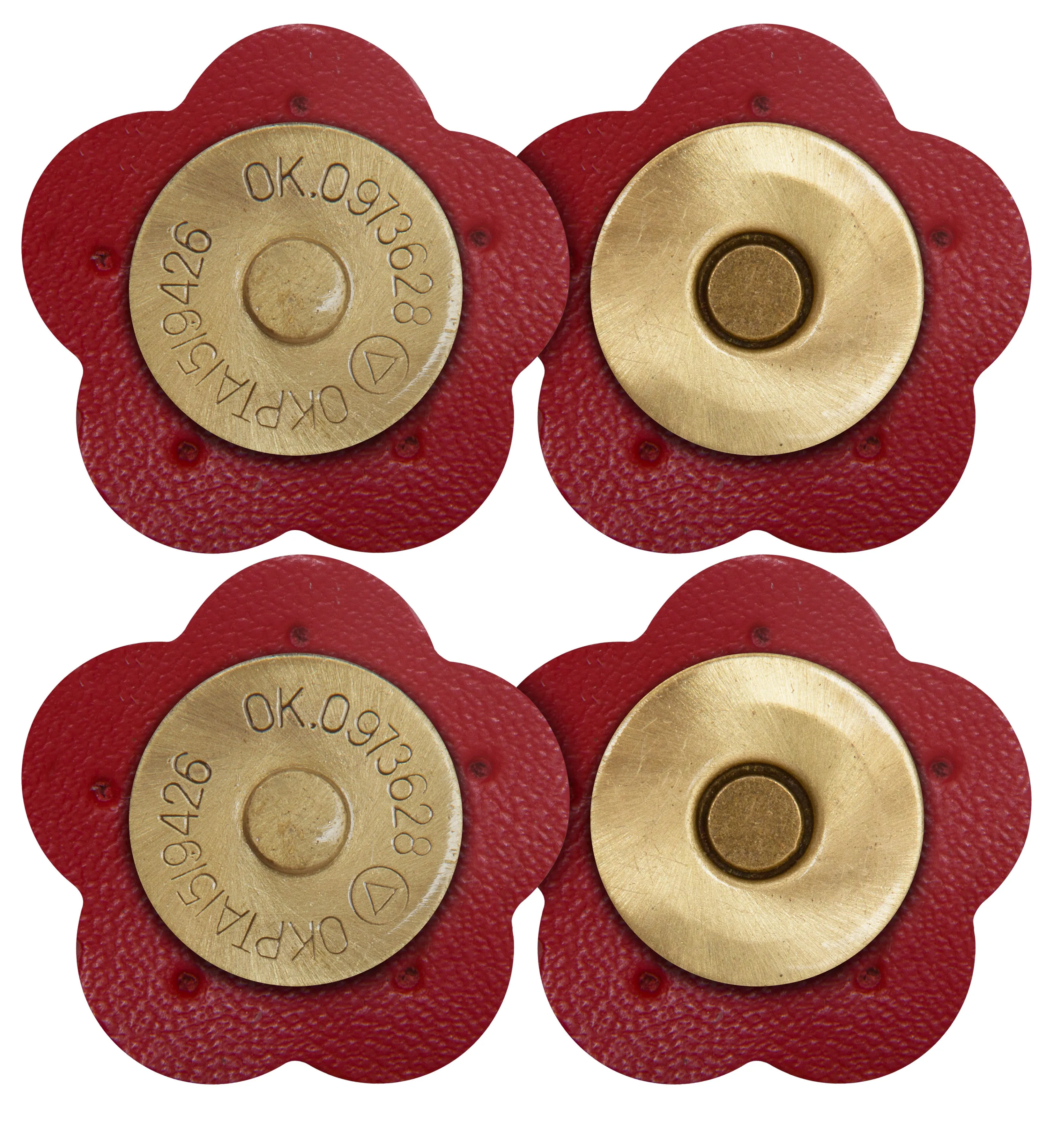 2 x Flower Shape Sew On Leather Buckles Magnetic Closures