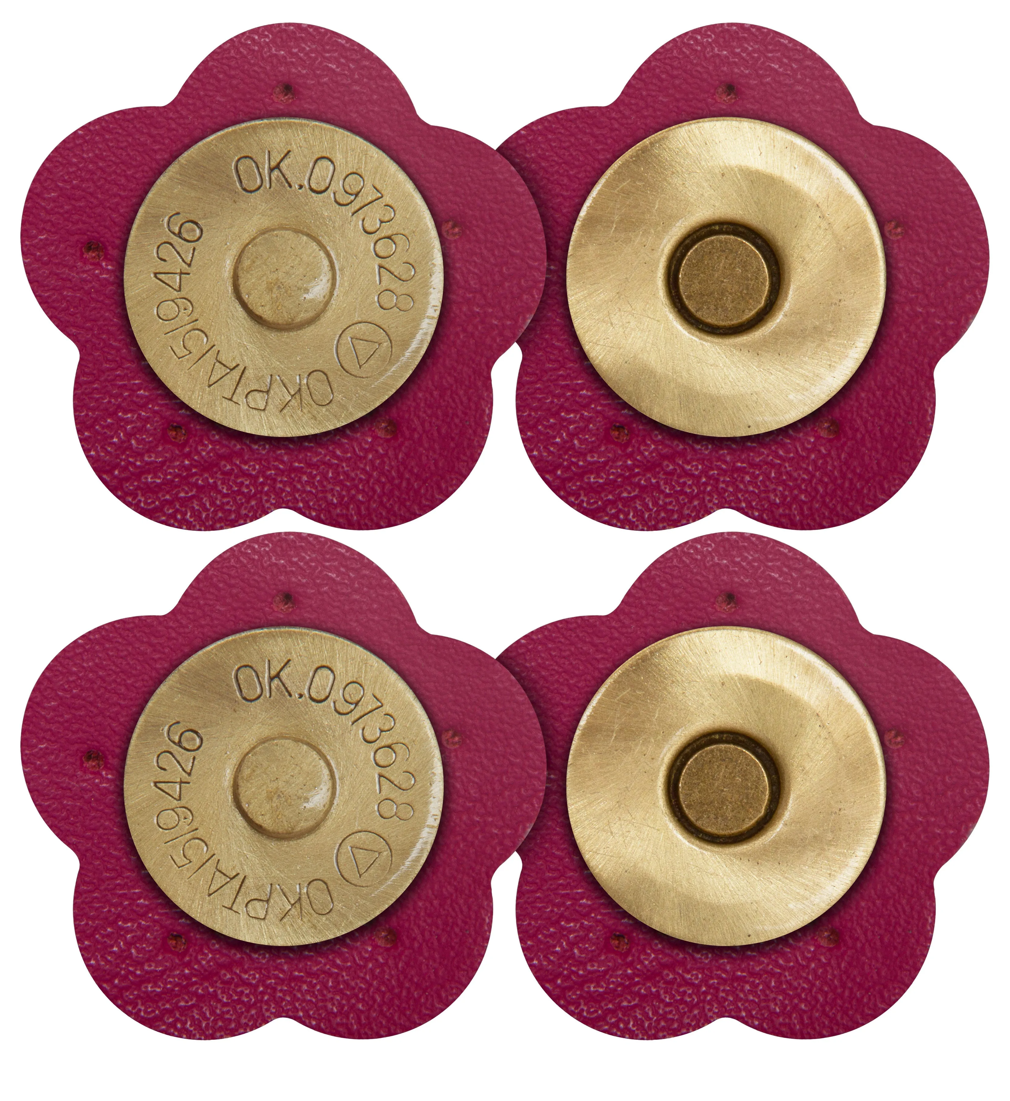 2 x Flower Shape Sew On Leather Buckles Magnetic Closures