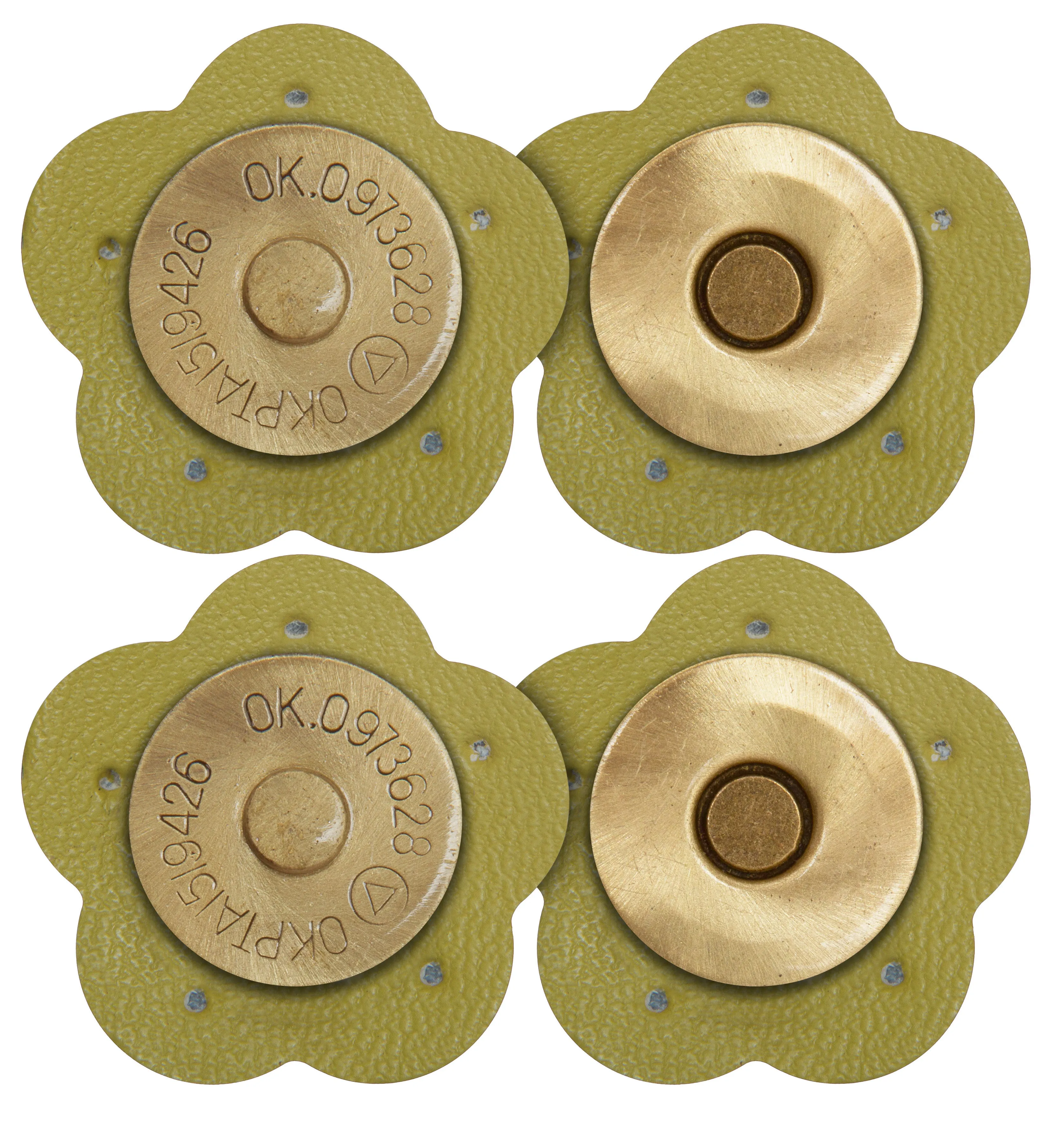 2 x Flower Shape Sew On Leather Buckles Magnetic Closures