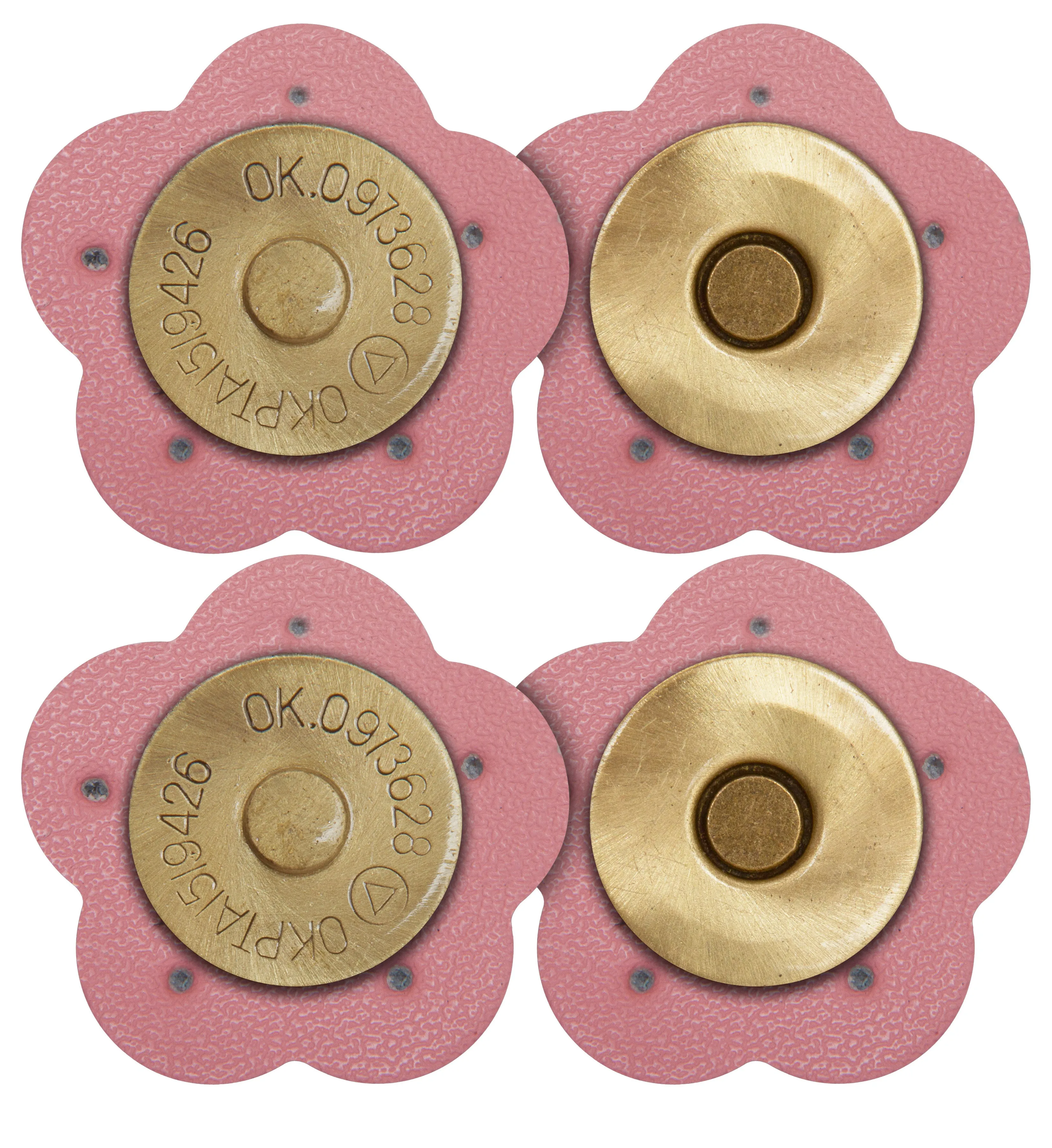 2 x Flower Shape Sew On Leather Buckles Magnetic Closures