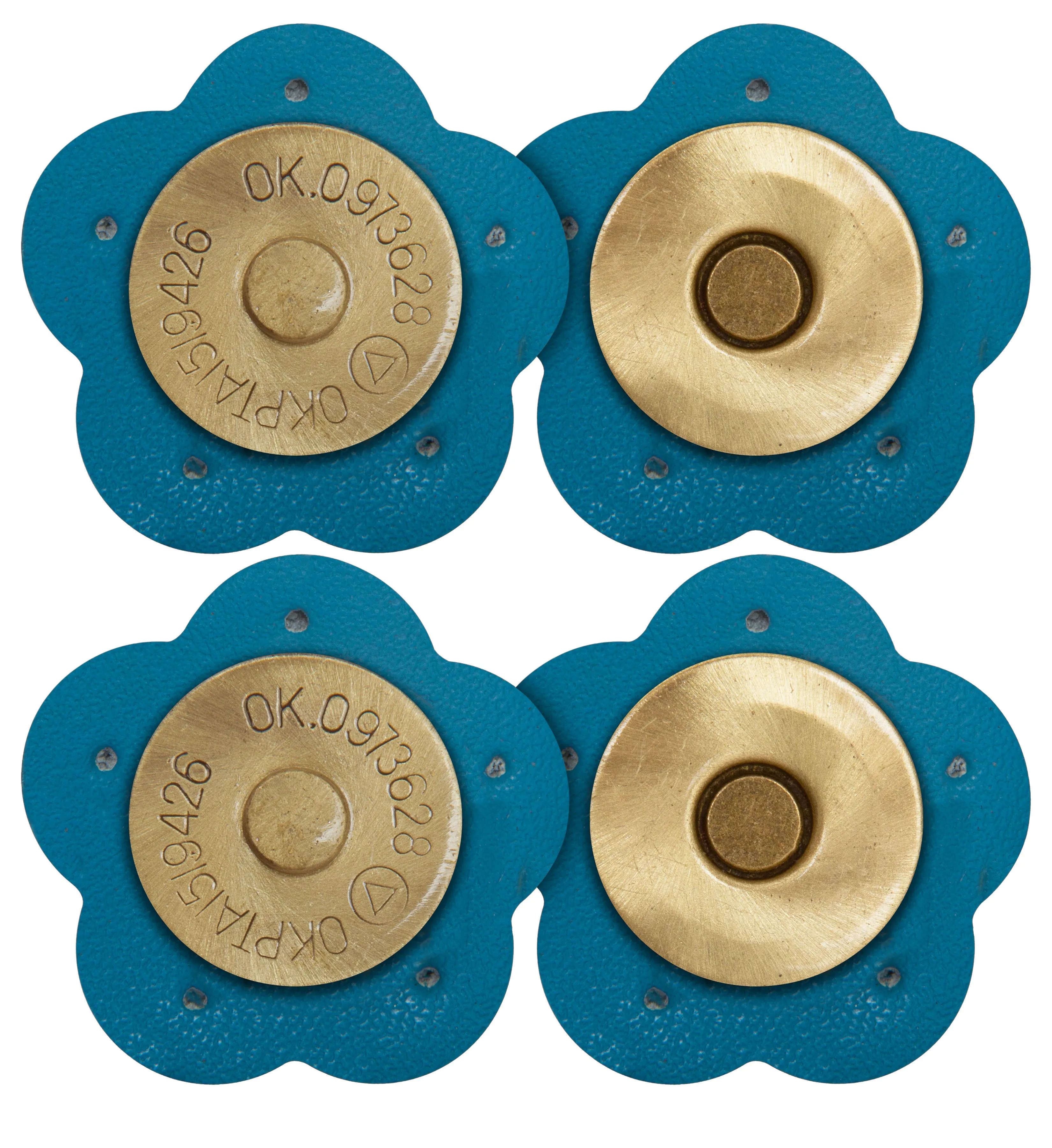 2 x Flower Shape Sew On Leather Buckles Magnetic Closures