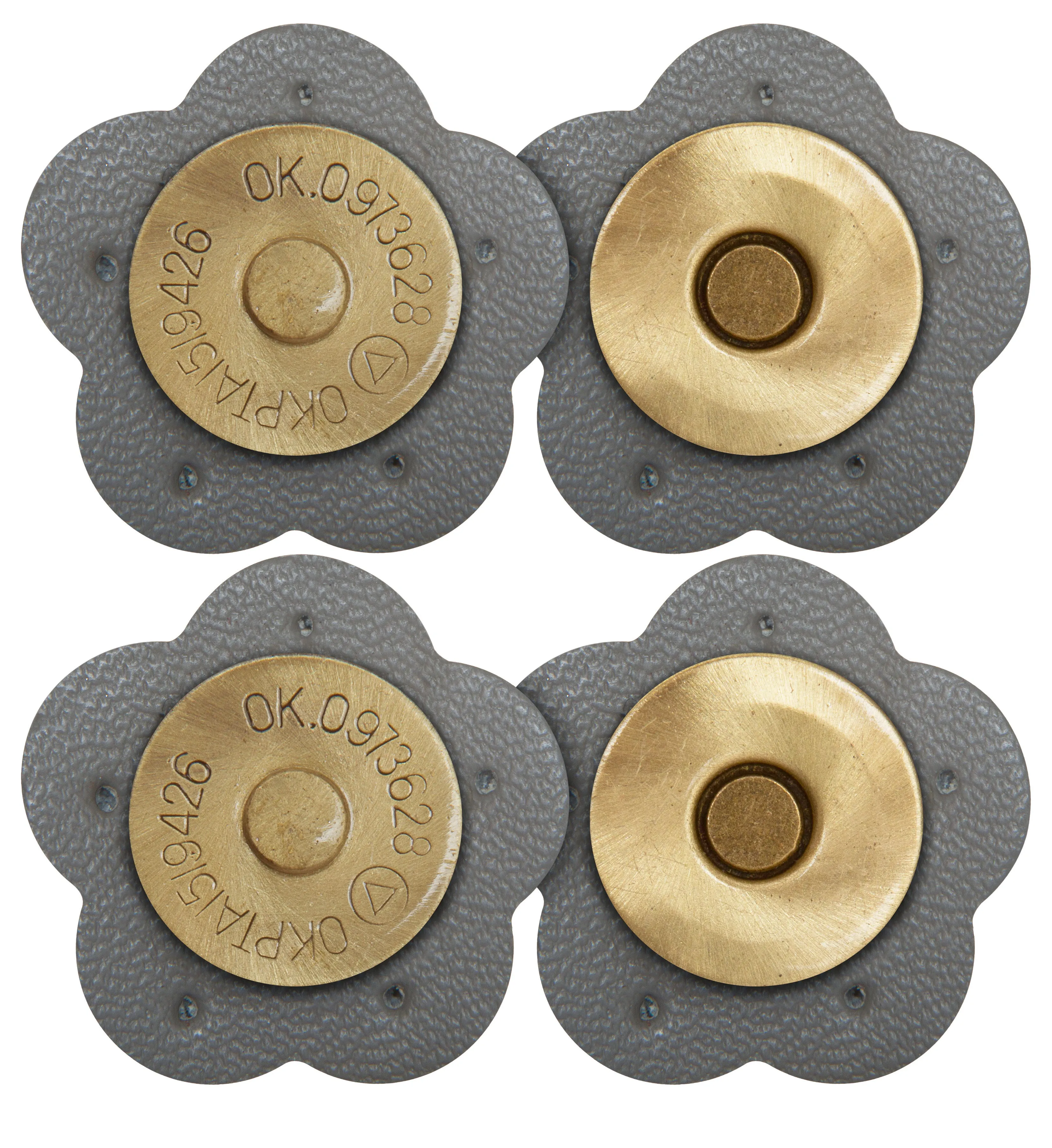 2 x Flower Shape Sew On Leather Buckles Magnetic Closures
