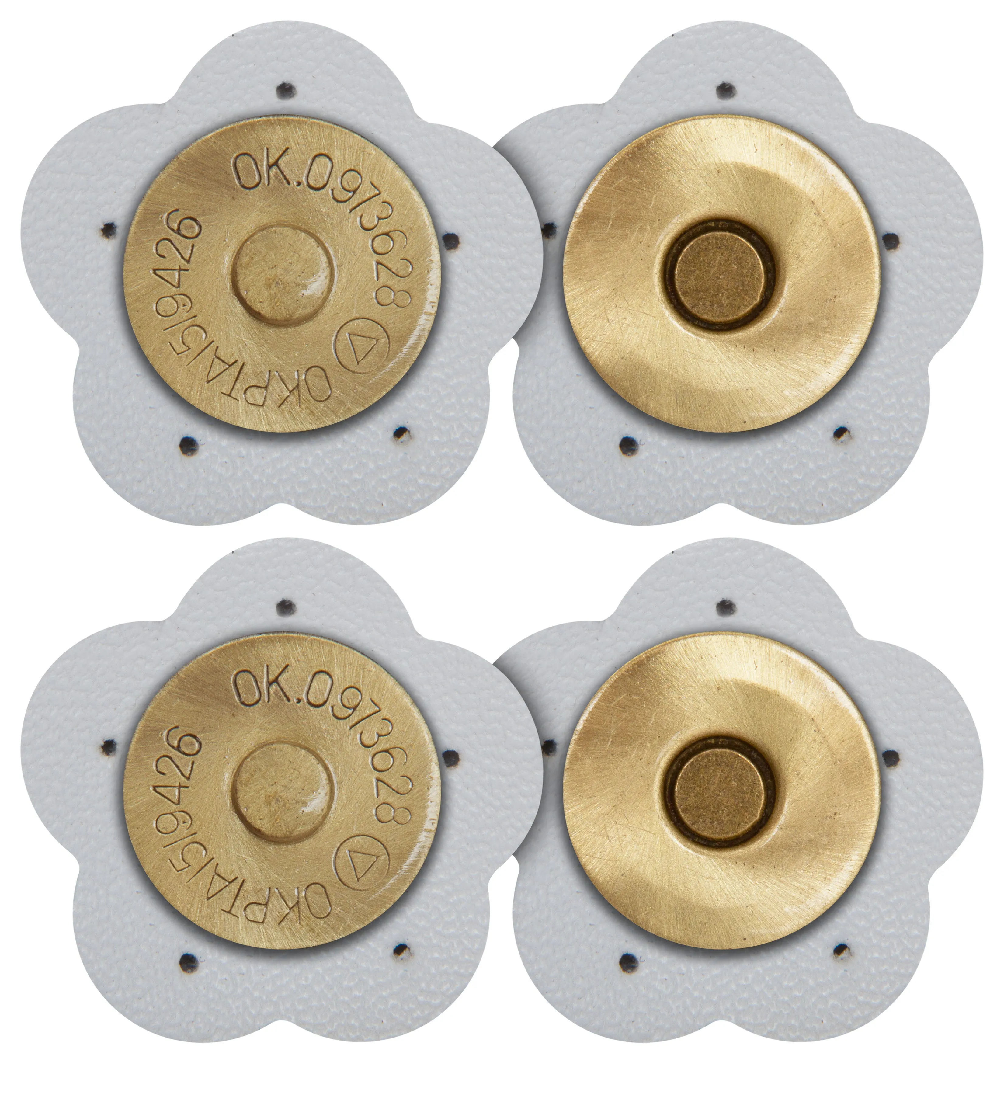 2 x Flower Shape Sew On Leather Buckles Magnetic Closures