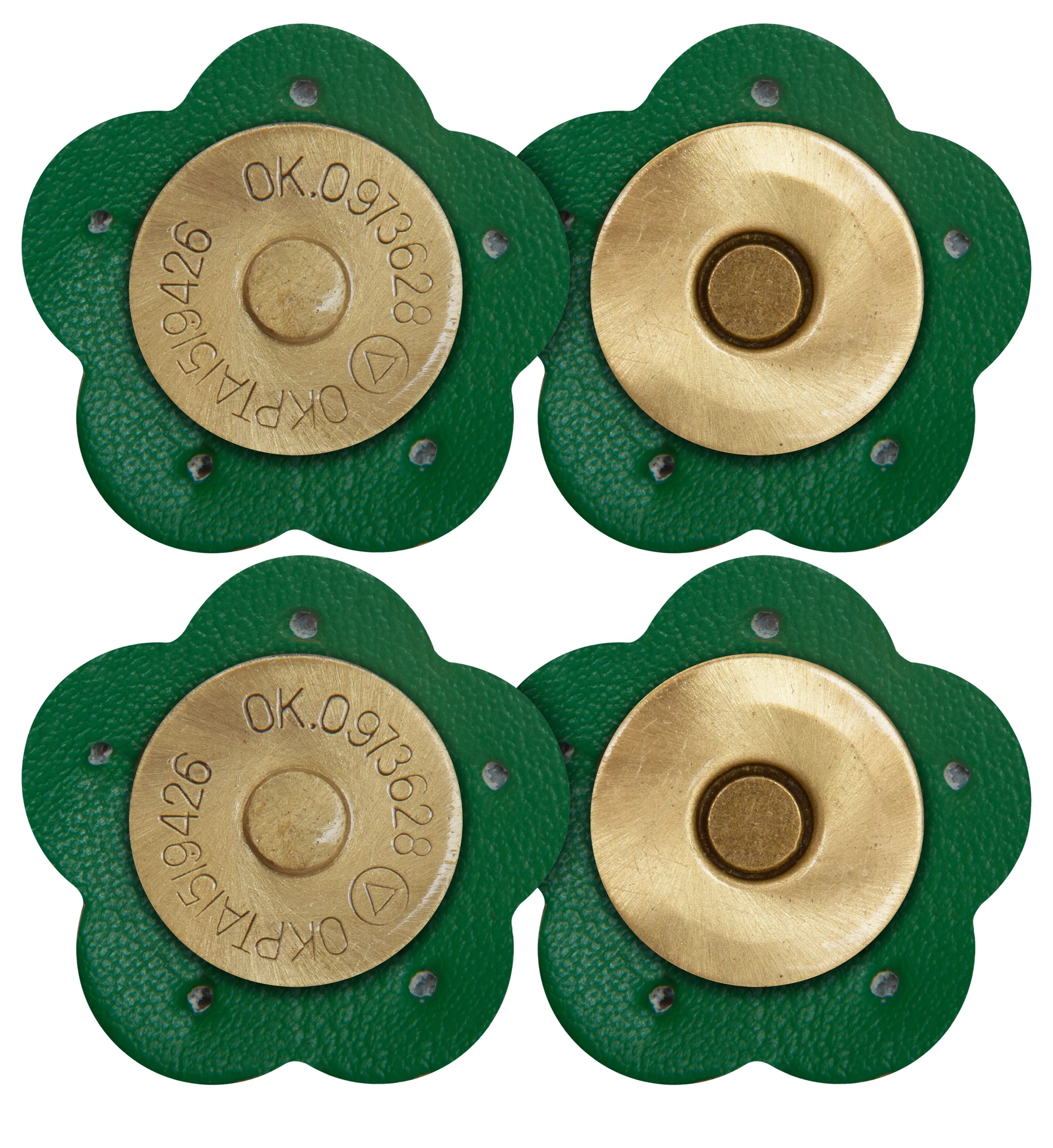 2 x Flower Shape Sew On Leather Buckles Magnetic Closures