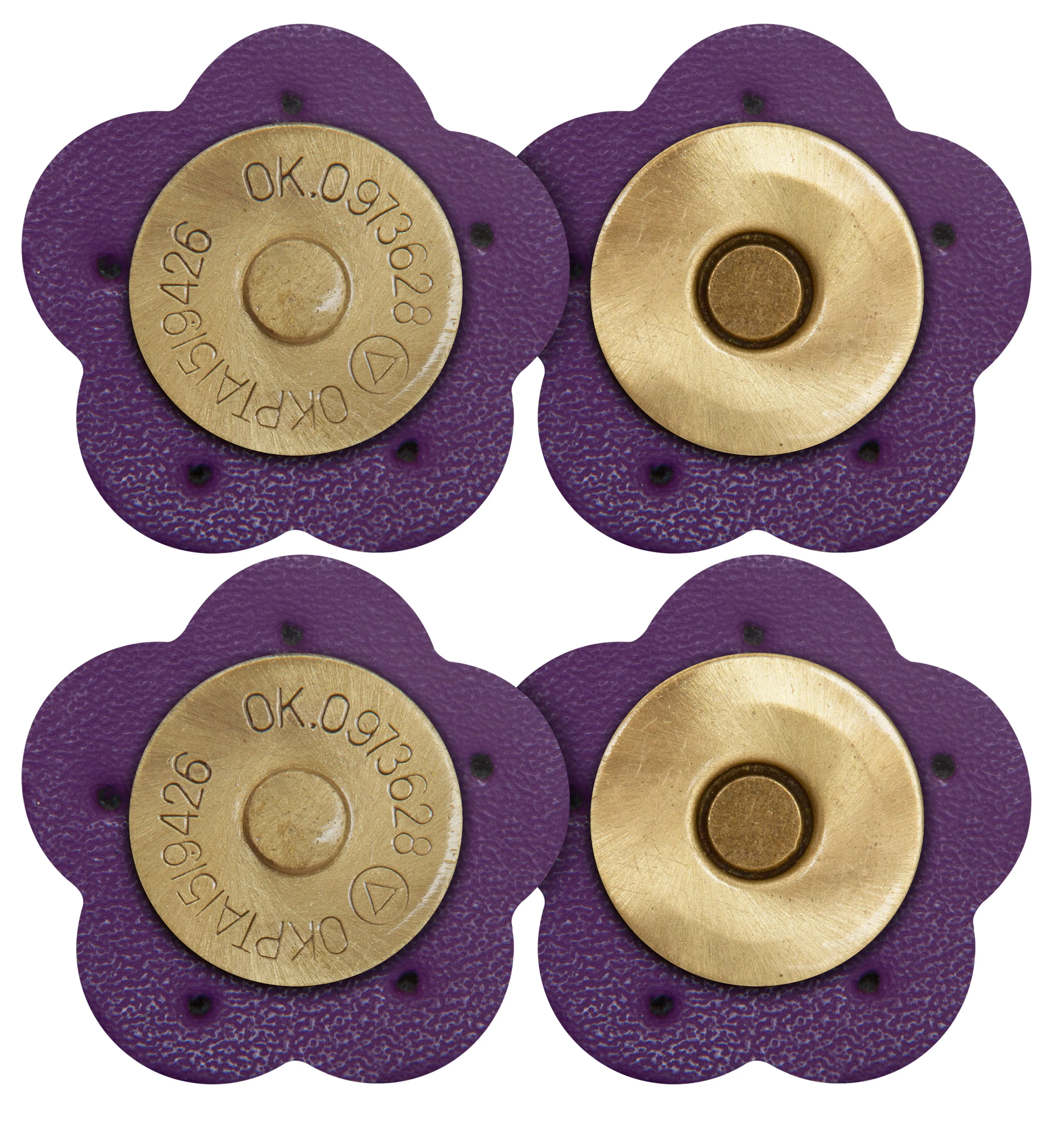 2 x Flower Shape Sew On Leather Buckles Magnetic Closures