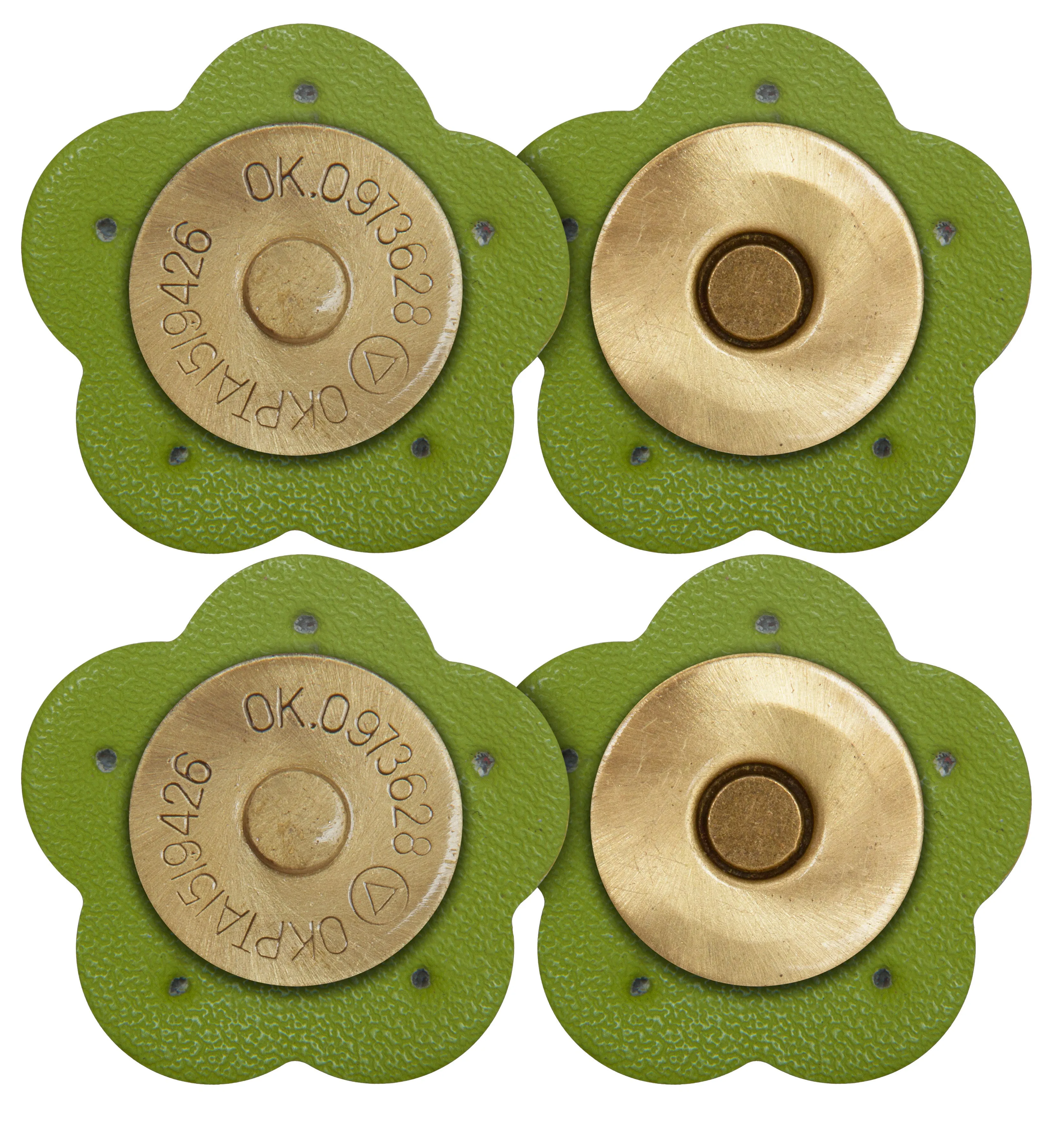 2 x Flower Shape Sew On Leather Buckles Magnetic Closures