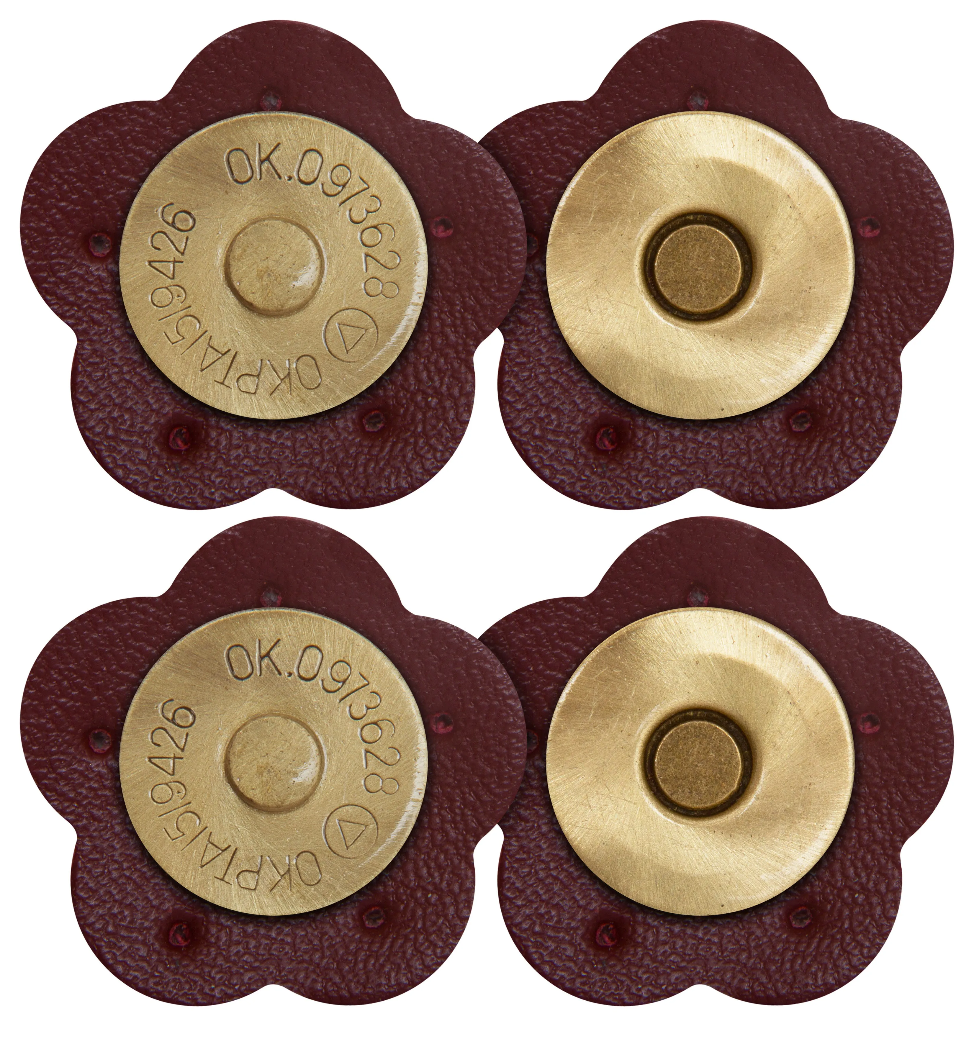 2 x Flower Shape Sew On Leather Buckles Magnetic Closures