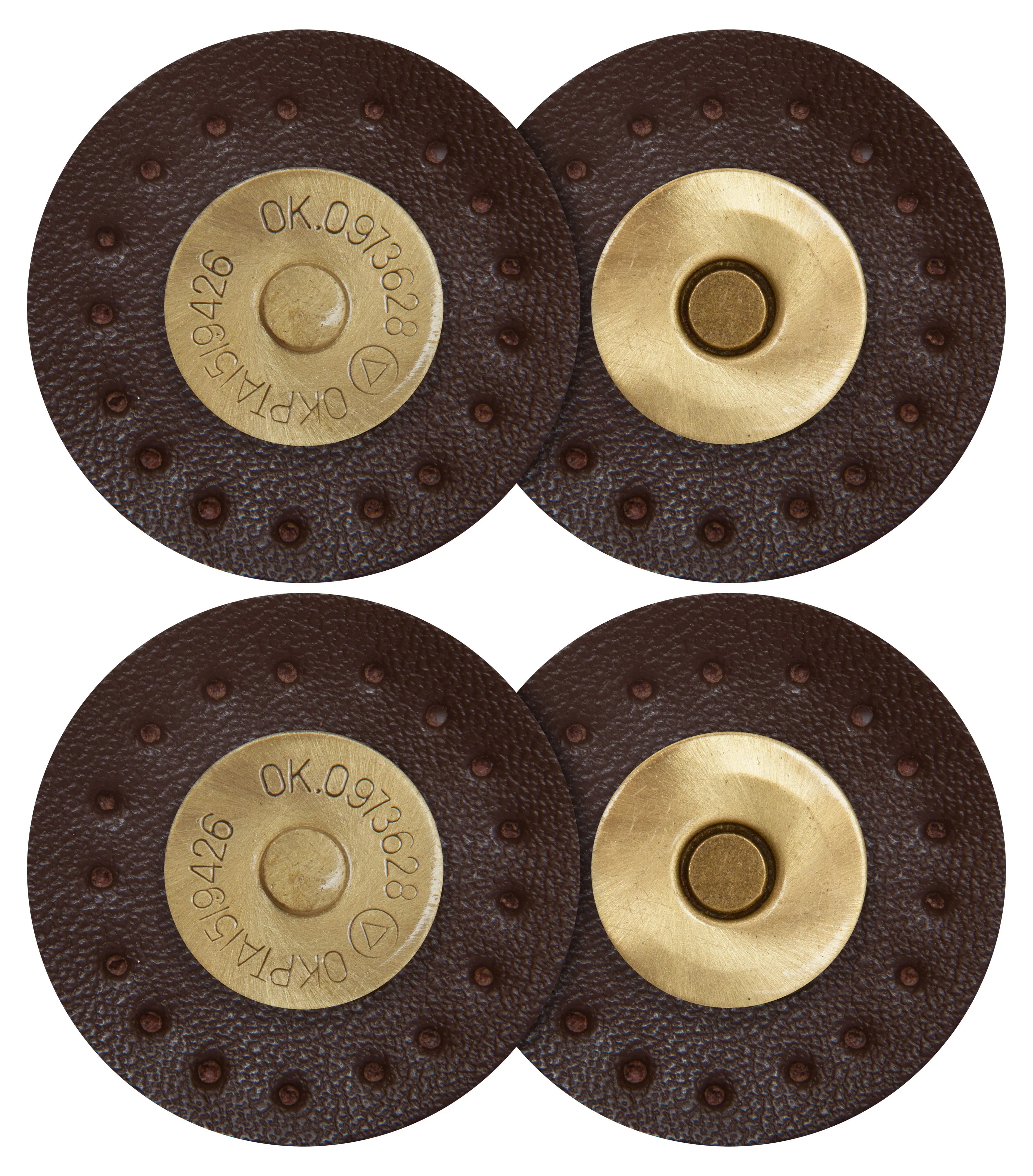 2 x Round Shape Sew On Leather Buckles Magnetic Closures