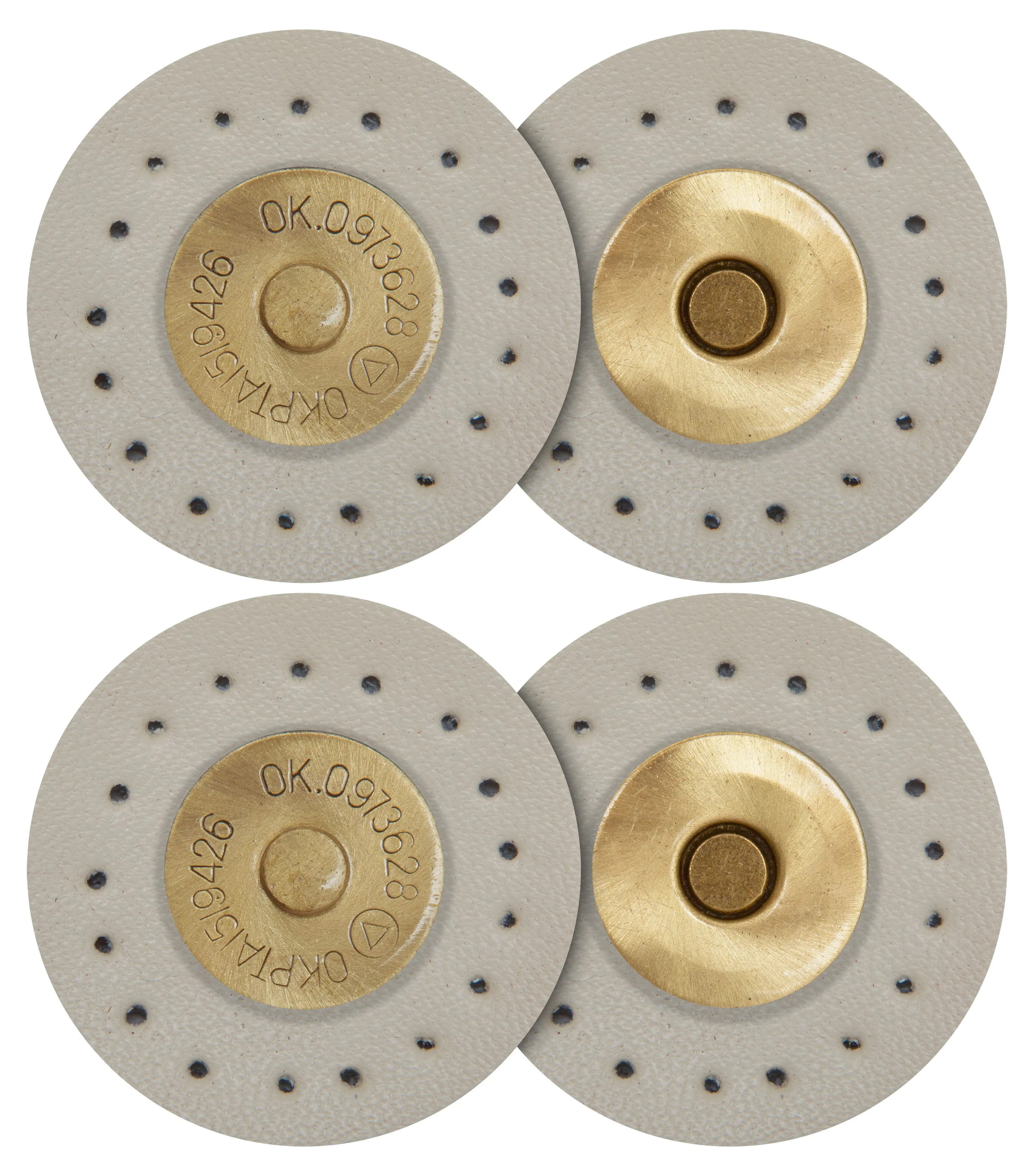 2 x Round Shape Sew On Leather Buckles Magnetic Closures