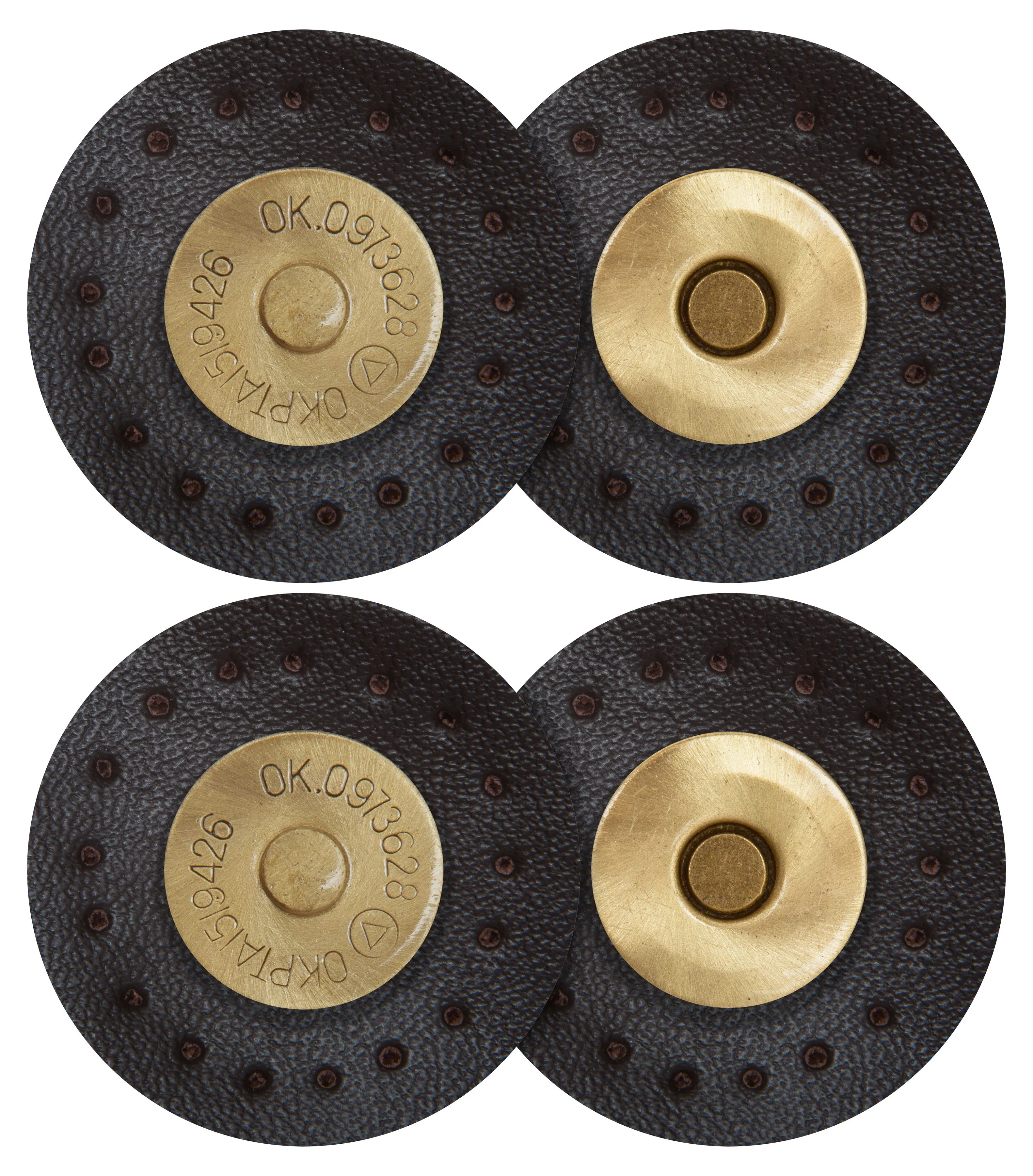 2 x Round Shape Sew On Leather Buckles Magnetic Closures