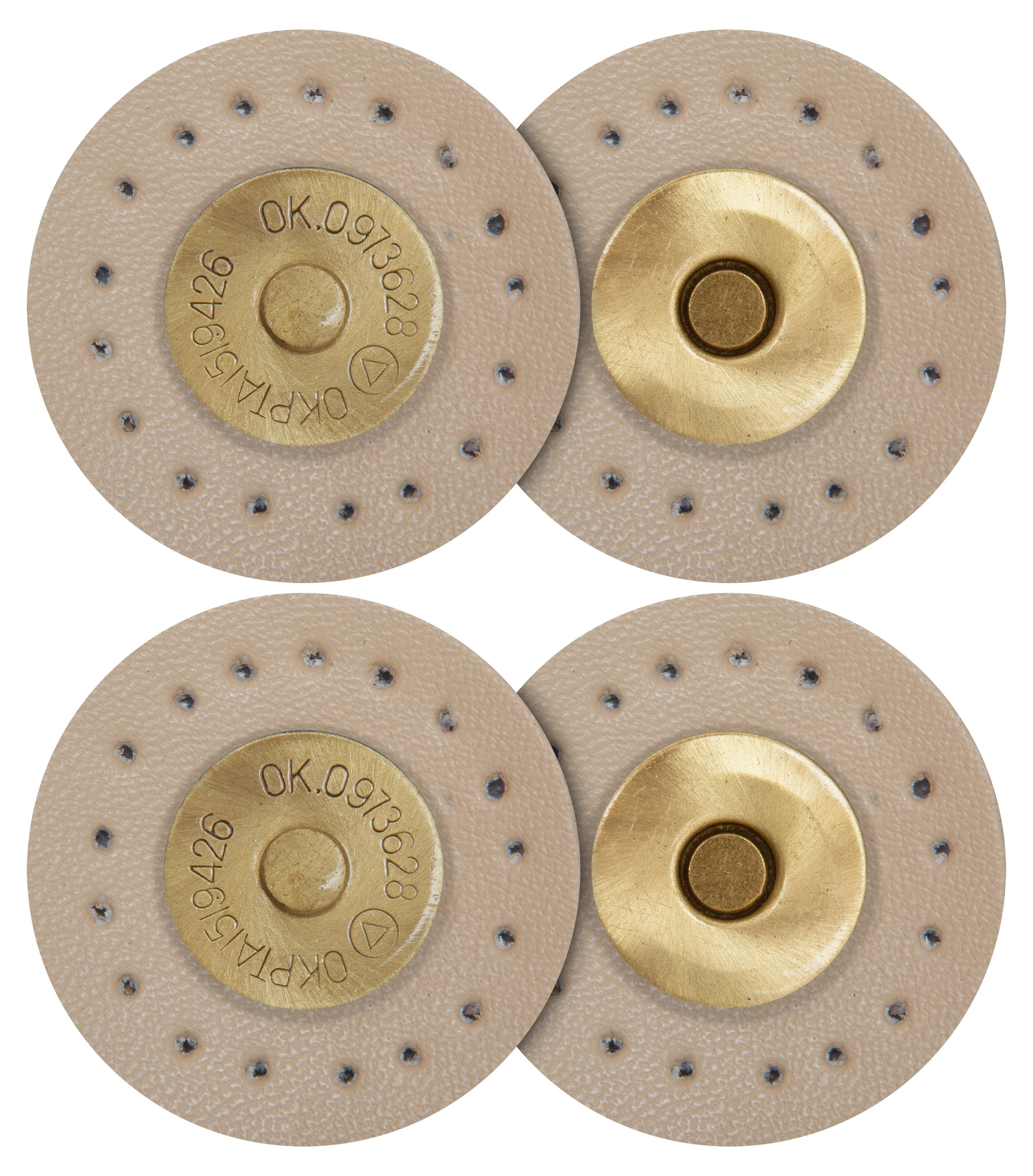 2 x Round Shape Sew On Leather Buckles Magnetic Closures