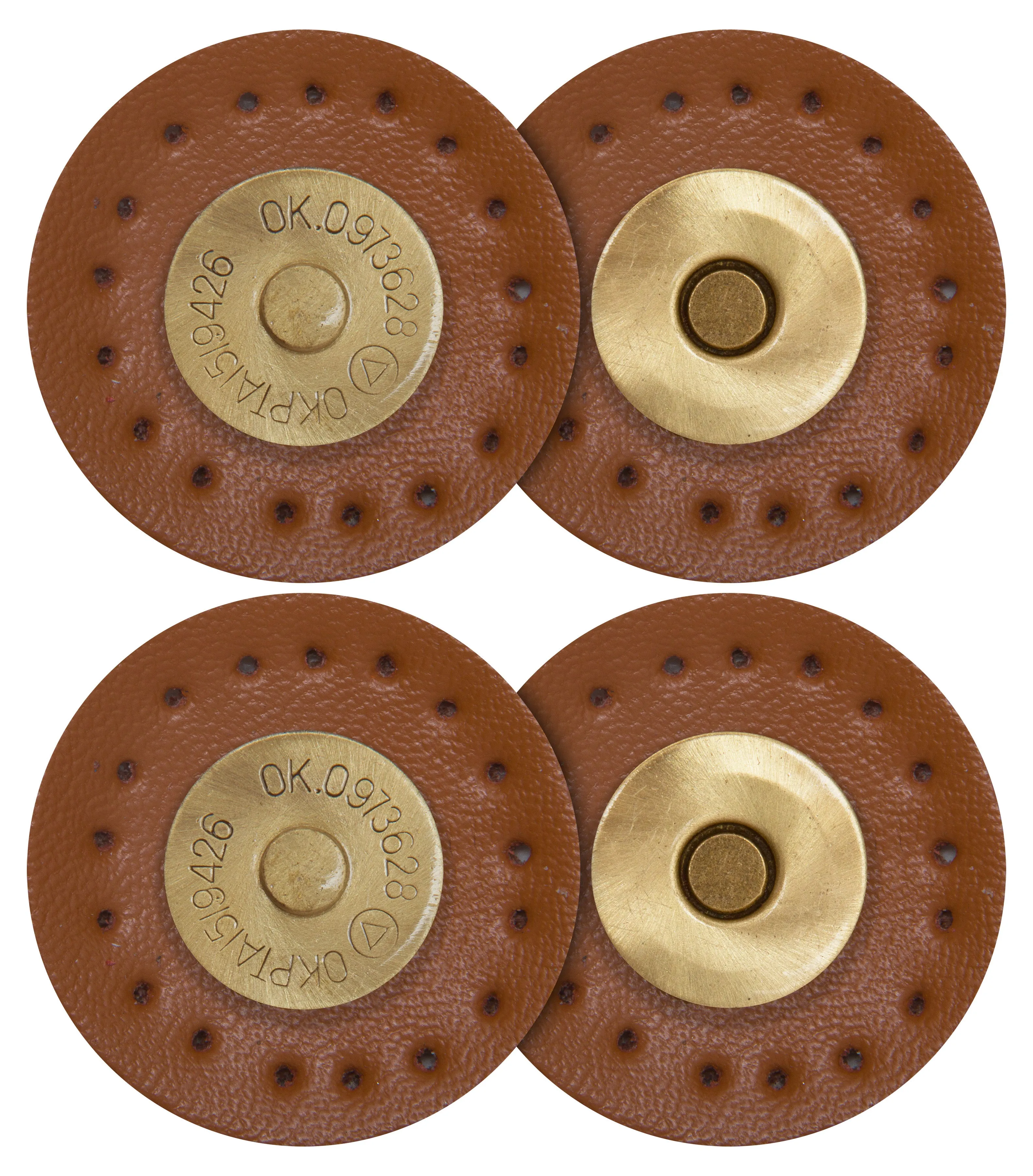 2 x Round Shape Sew On Leather Buckles Magnetic Closures