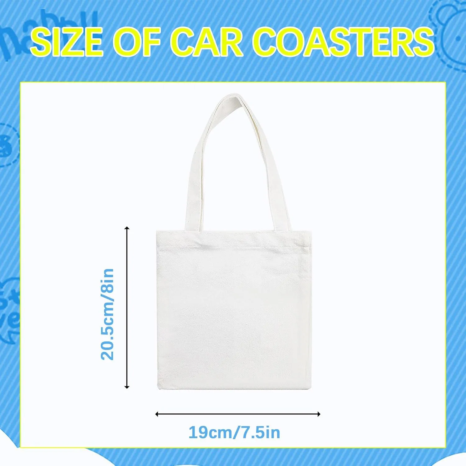 20 Pcs 8X7.5 Inch Sublimation mini tote bags,Blank Canvas Tote Bags Reusable Grocery Bags, small tote bags for kids DIY