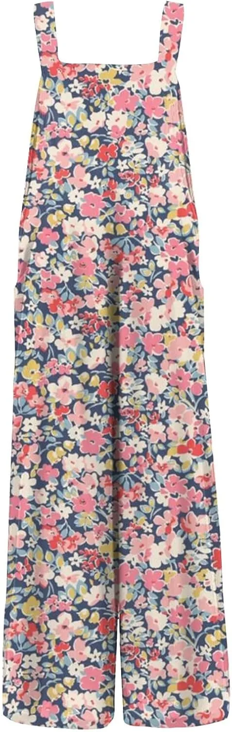 2025 Summer Overalls for Women Loose Fit Wide Leg Women's Jumpsuits, Rompers & Overalls Boho Floral Cute Outfits