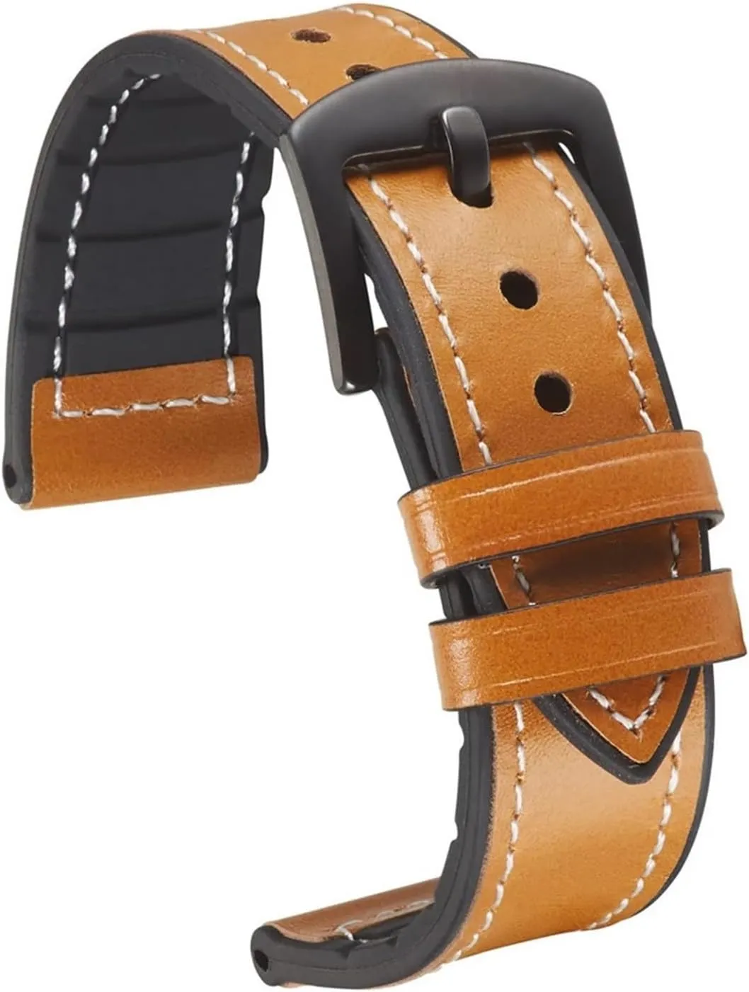 20mm 22mm Genuine Leather Silicone Watch Band Straps for Samsung Gear S3 Soft Watch Straps for Huawei GT Waterproof(F,22mm)