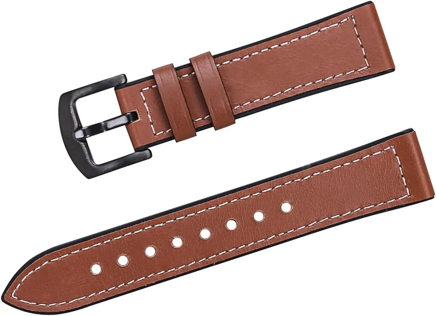 20mm 22mm Genuine Leather Silicone Watch Band Straps for Samsung Gear S3 Soft Watch Straps for Huawei GT Waterproof(F,22mm)