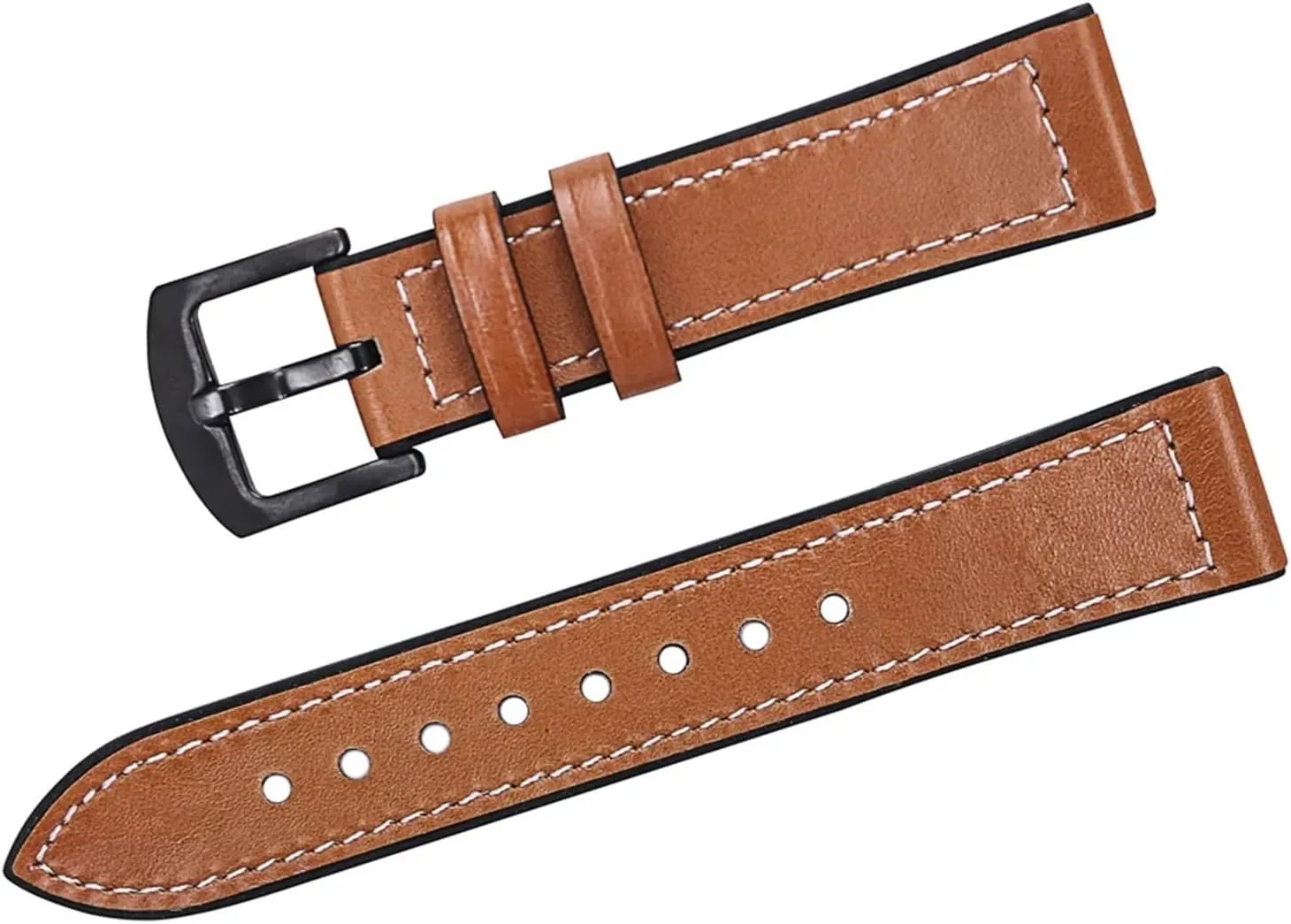 20mm 22mm Genuine Leather Silicone Watch Band Straps for Samsung Gear S3 Soft Watch Straps for Huawei GT Waterproof(F,22mm)