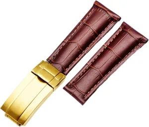 20mm Calf Watch Bands Strap For Rolex Datejust Day Date Genuine Cowhide Leather Straps Watch Bracelet For Daytona Folding Clasp