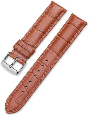 24mm Genuine Leather Watch Band Strap for Accutron TAN