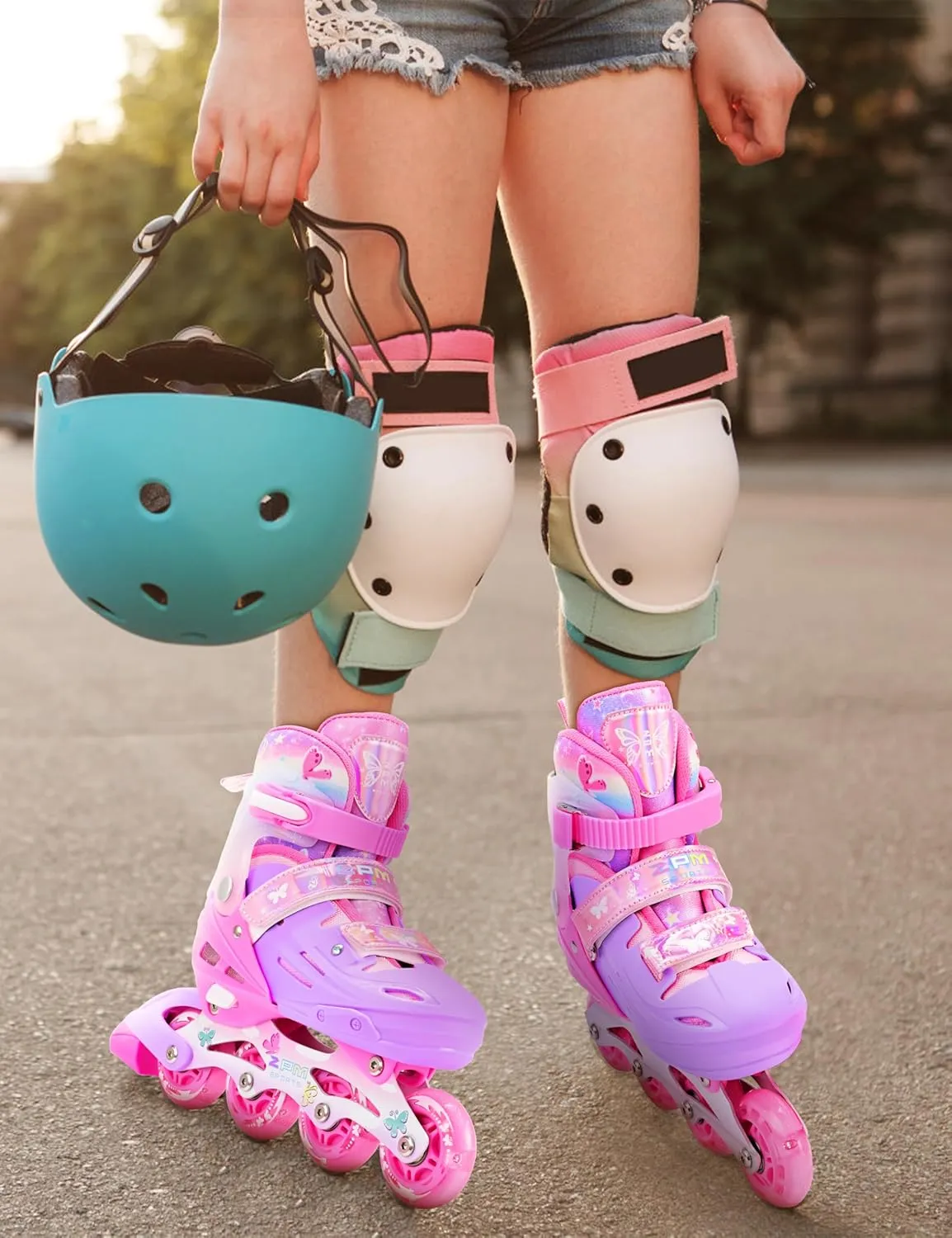2PM SPORTS Inline Skates for Kids Girls Boys Ages 5-8 8-12 3-5 4-6 6-12 with Light Up Wheels, Adjustable Kids Roller Skates Blades for Beginner Youth Indoor Outdoor Size 11C 1 2 3 4 5 6 7 8