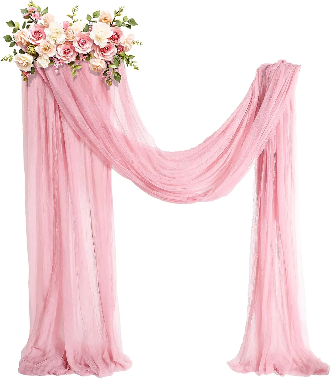 3 x 100 ft Wedding Arch Draping Fabric, Extra Long Romantic Boho Gauze Backdrop Curtains for Wedding Backgrounds Arch Ceremony Birthday Party Table Decorations(Blush Pink)