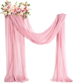 3 x 100 ft Wedding Arch Draping Fabric, Extra Long Romantic Boho Gauze Backdrop Curtains for Wedding Backgrounds Arch Ceremony Birthday Party Table Decorations(Blush Pink)