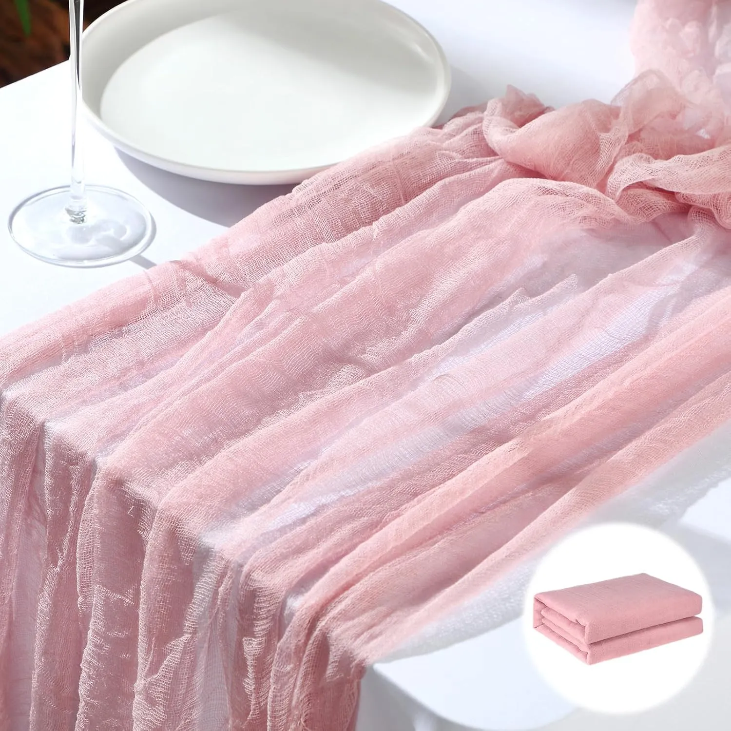 3 x 100 ft Wedding Arch Draping Fabric, Extra Long Romantic Boho Gauze Backdrop Curtains for Wedding Backgrounds Arch Ceremony Birthday Party Table Decorations(Blush Pink)