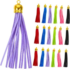 32Pcs Leather Tassels for Crafts DIY Keychain Tassel Charms for Hanging Decor Durable Tassels for Handbag School Bag Jewelry Making Mixed Colors