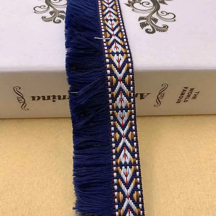 3.5CM Ethnic Jacquard Fringe Lace Trim Bohemian DIY Clothing 10 Yards