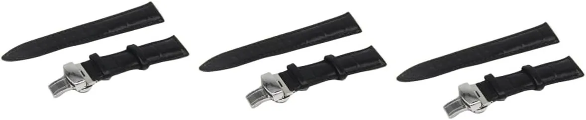 3pcs Premium Leather Watch Band for Men and Women Butterfly Clasp Stylish Replacement Watch Straps for Wristwatches