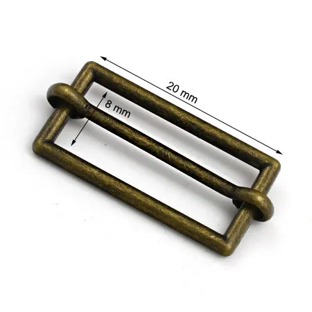 4 Pcs. Slider Buckle, Size 20 mm, Color Old Brass