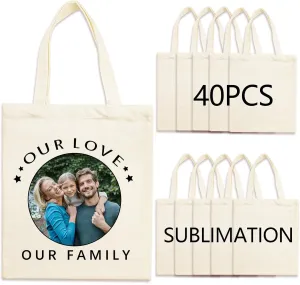 40 pcs Blank Canvas Bags bulk,Sublimation Tote Bags,polyester tote bags for sublimation 31x36cm,DIY customization crafts