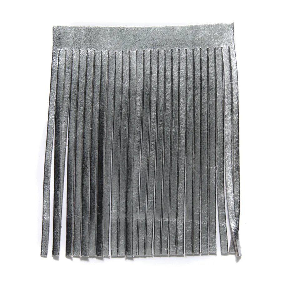 4TA812-L: Leather Tassel/fringe Silver 4x5 In - 1 Piece