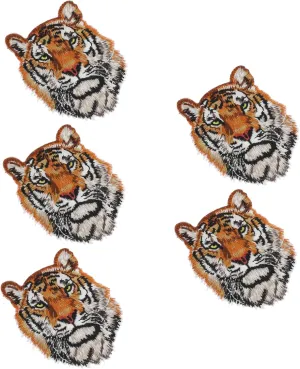 5Pcs Tiger Head Pattern Embroidered Patches for Clothing and Bags Decorative Sewing Accessories for Costumes Coats Shirts and Pants Easy to Use and Apply