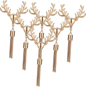 6pcs Purse Tassels for Handbags Key Handbag Ornament Decorative Purse Closures Tassel Bag Charm Deer Purse Decoration Clasp Purse Pendants Embellishments Golden Zinc Alloy