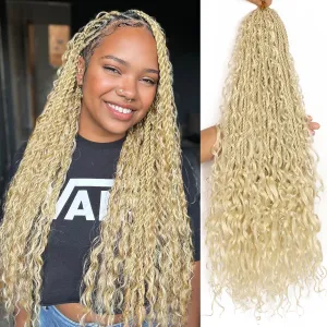 8 Packs 96 Strands Senegalese Twist Crochet Hair with Curly End,Boho Island Twist Crochet Braids,Pre Looped Crochet Braiding Hair (613, 24inch (pack of 8))