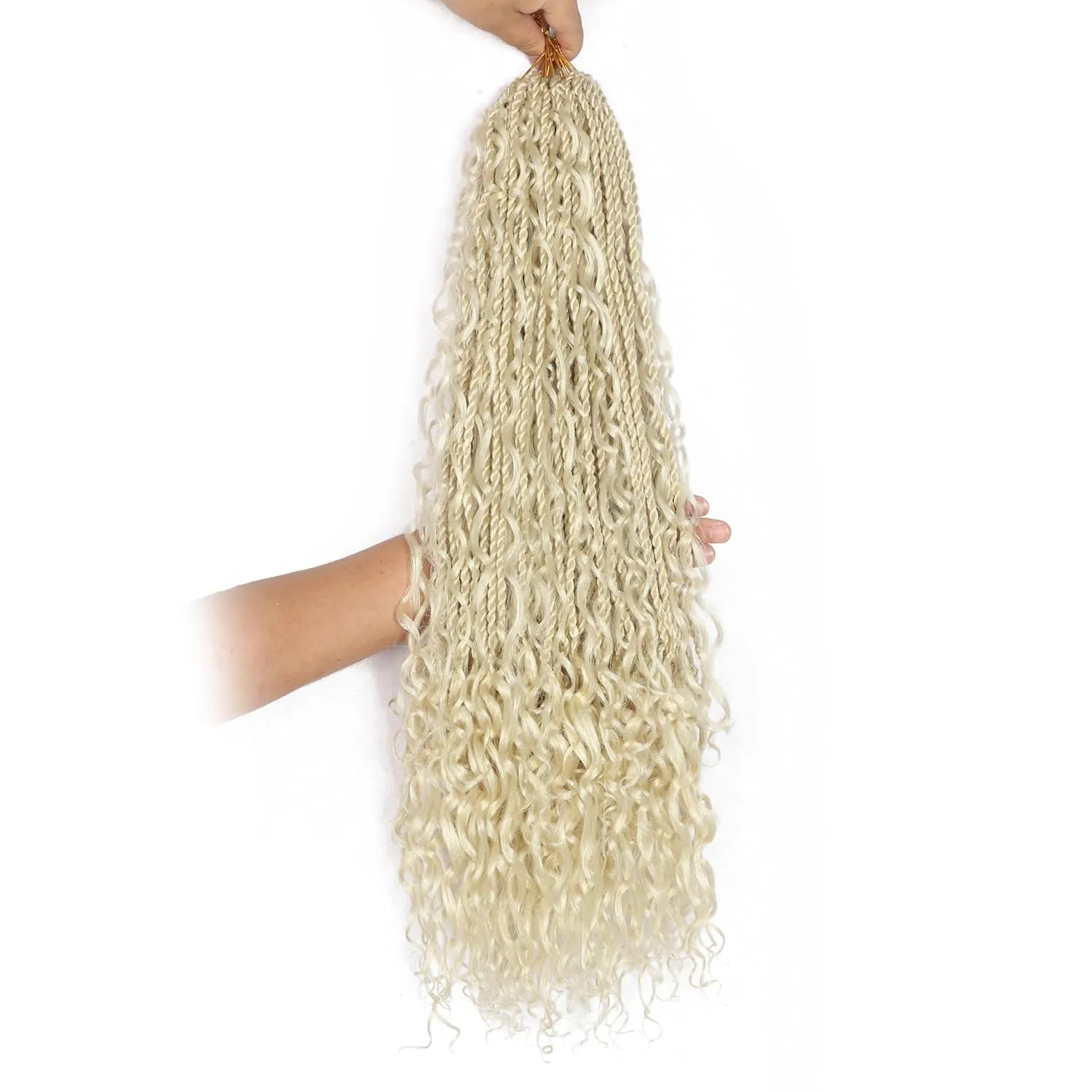 8 Packs 96 Strands Senegalese Twist Crochet Hair with Curly End,Boho Island Twist Crochet Braids,Pre Looped Crochet Braiding Hair (613, 24inch (pack of 8))