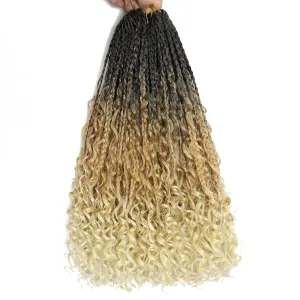 8 Packs Goddess Box Braids Crochet Hair, Pre-Looped Bohemian Braiding Hair with Curly Ends,Synthetic CrochetHair for Women (1B27613, 14 Inch (Pack of 8))