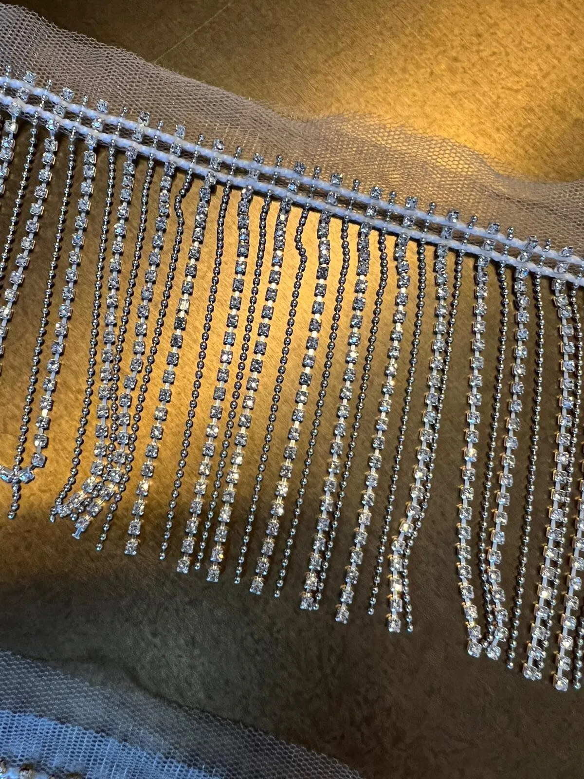 9cm Wide, Diamanté Fringe Trim, Rhinestone Fringe Silver Crystals, Fashion Fringe, Diamanté & Ball Trim, Rhinestones, Fringe, Gold, Silver