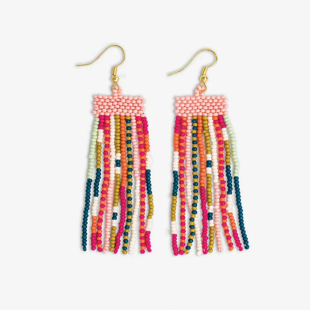 Adaline Mixed Pattern Beaded Fringe Earrings