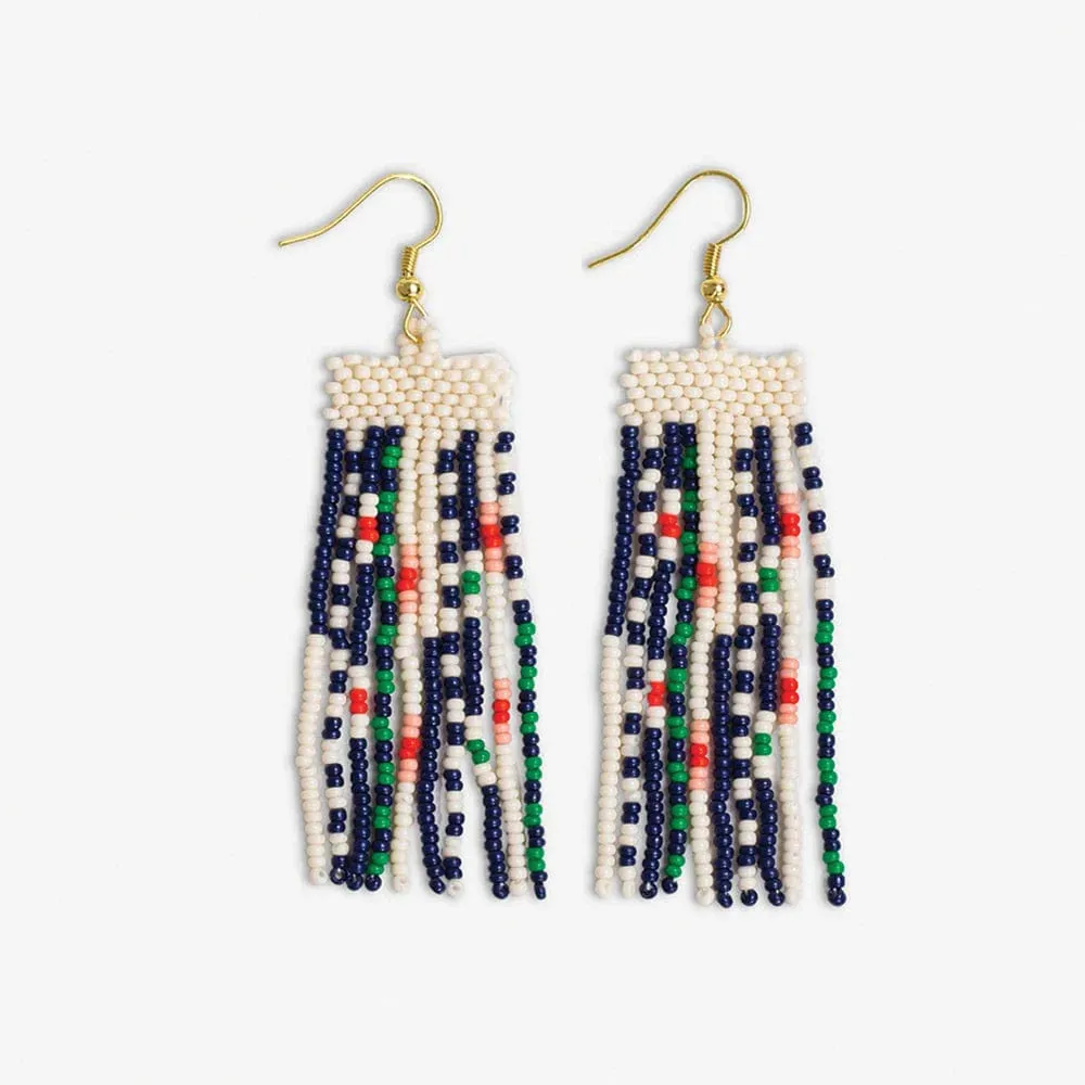 Adaline Mixed Pattern Beaded Fringe Earrings