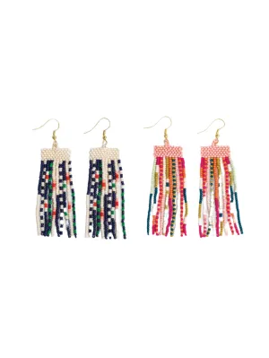 Adaline Mixed Pattern Beaded Fringe Earrings
